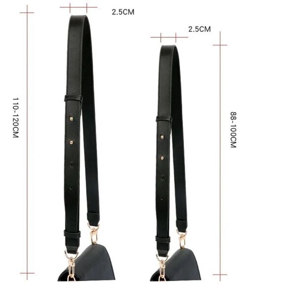 Long shoulder straps GENIUNE LEATHER NEW BLACK - Picture 2 of 10